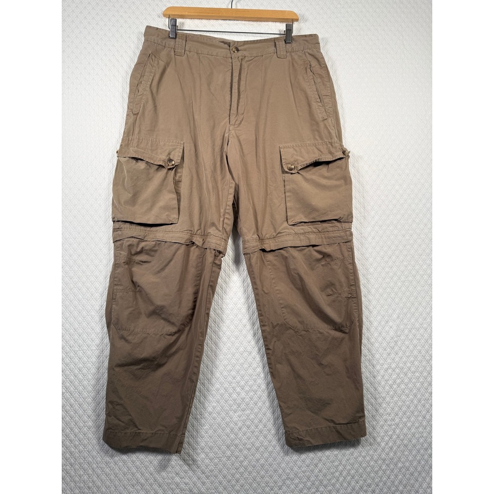 JL Powell‎ Men Cargo Convertible Pants Fits 36x30 Y2K Bwn Cotton Utility Outdoor